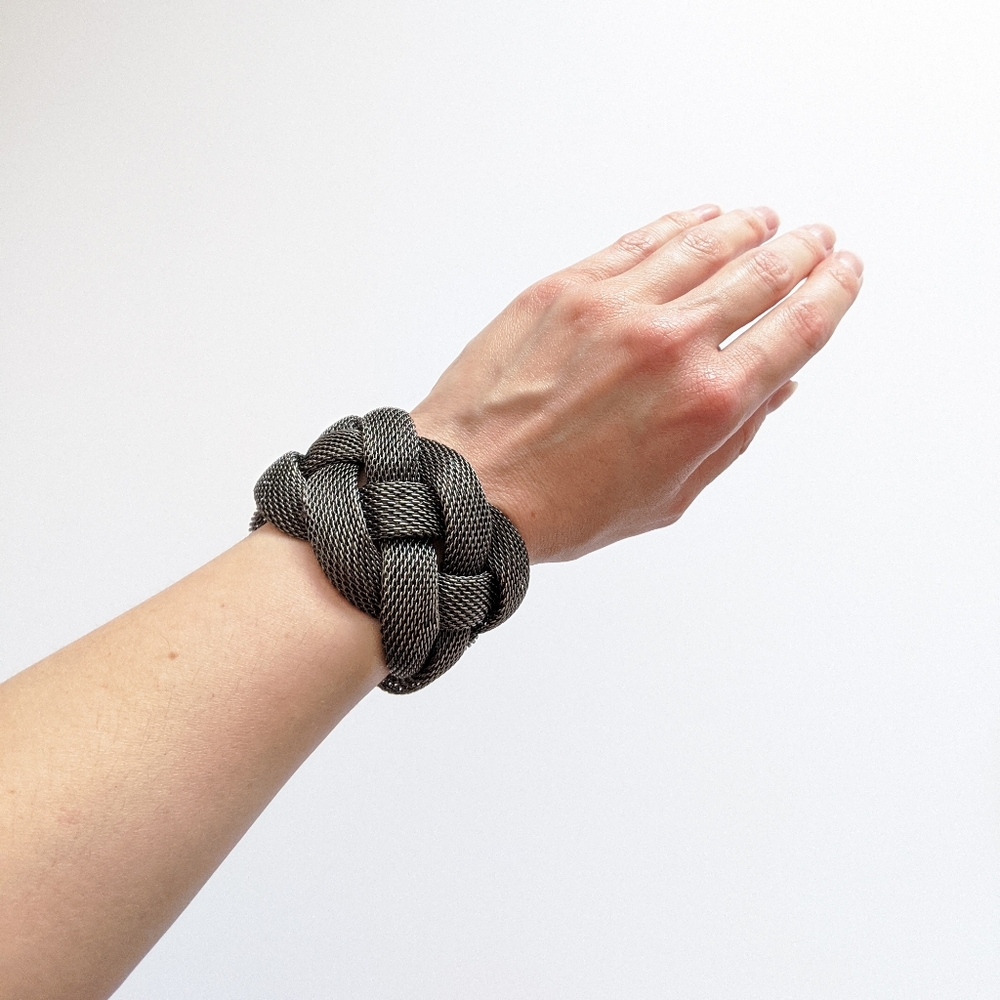 Gunmetal Braided Cuff Bracelet